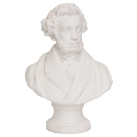 Бюст "Александр Сергеевич Пушкин" Бисквит СССР, Ломоносовский фарфоровый завод, вторая половина ХХ века артикул 1509c.
