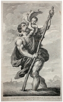 Святой Христофор - Гравюра (первая половина XVIII века, Италия) артикул 1699c.