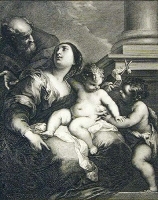 Святое семейство Гравюра (конец XVII века), Франция артикул 1707c.